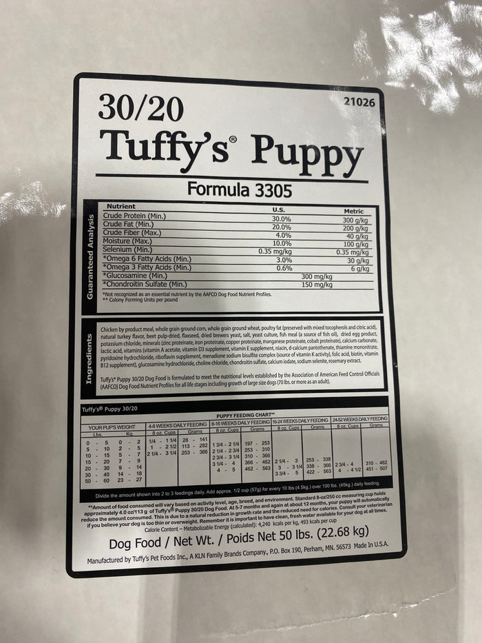 Tuffy's Puppy 30/20 50# bag